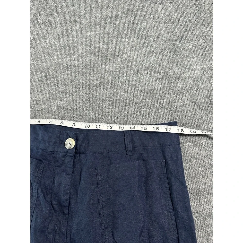 Quince Womens 16 Wide Leg Pants Navy Blue 100% Linen EUC